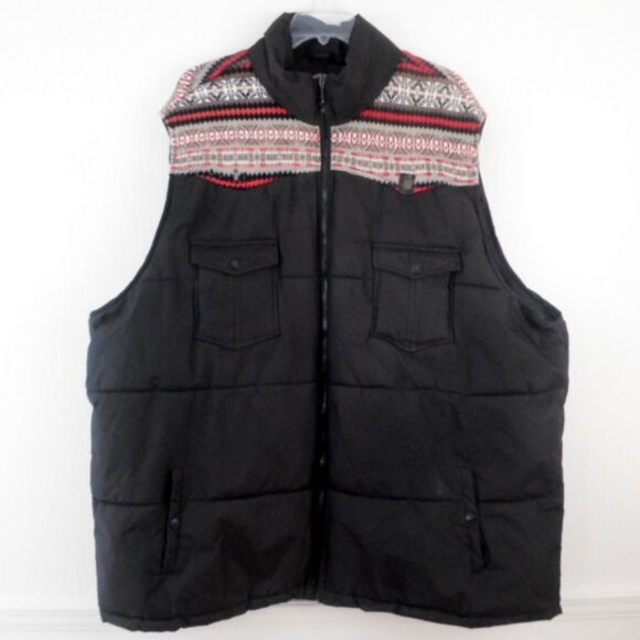 Parish Nation Black Puffer Vest Mens 6XL Full Zip Knit Yoke Sleeveless Pockets - Picture 1 of 14